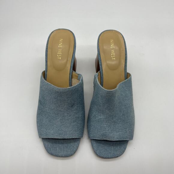 Nine West Women's Shoes Wylow Open Toe Size 9.5 Denim Blue - Picture 2 of 13